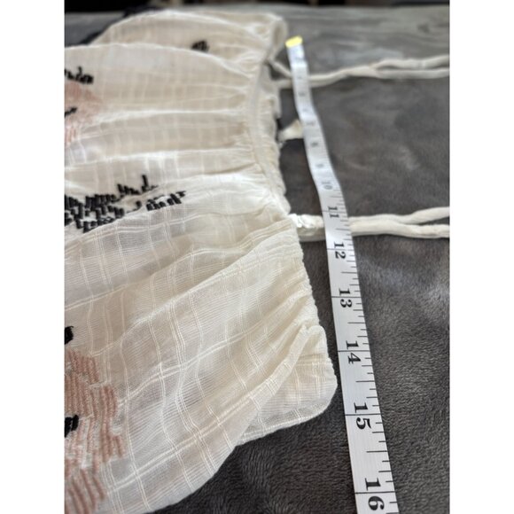 American Eagle Women Floral Embroidered Cami Crop Top M Off White Boho Festival - Picture 11 of 12